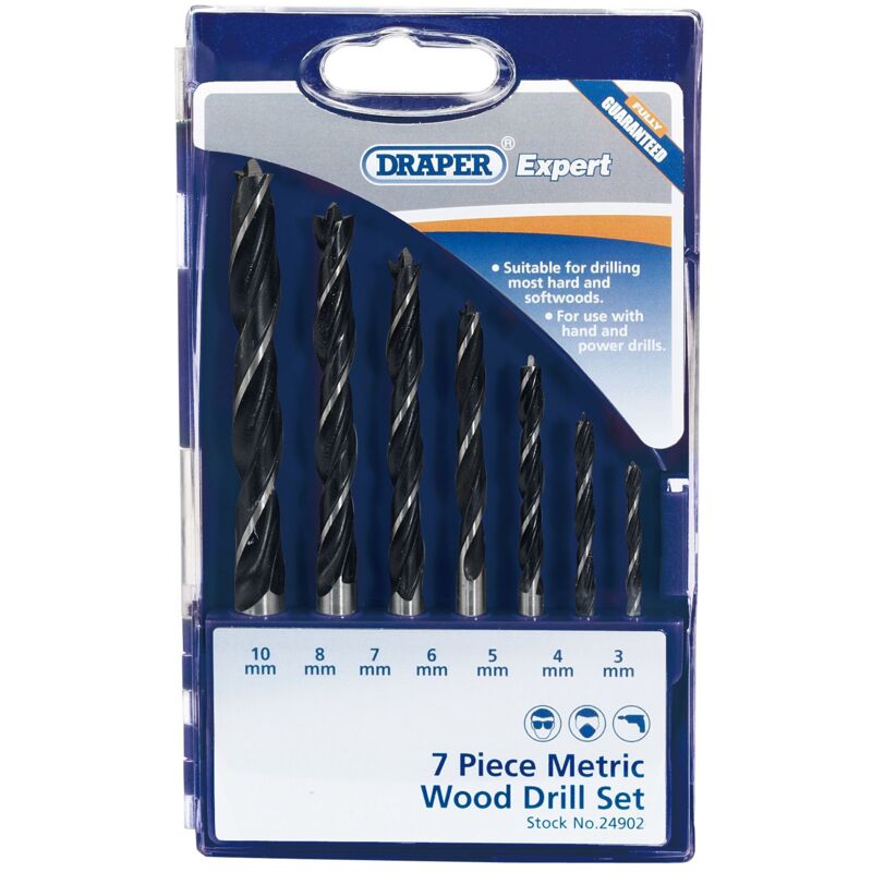 foto del prodotto draper ds7wa, 24902 esperto 7 pezzi metrico di legno drill set.