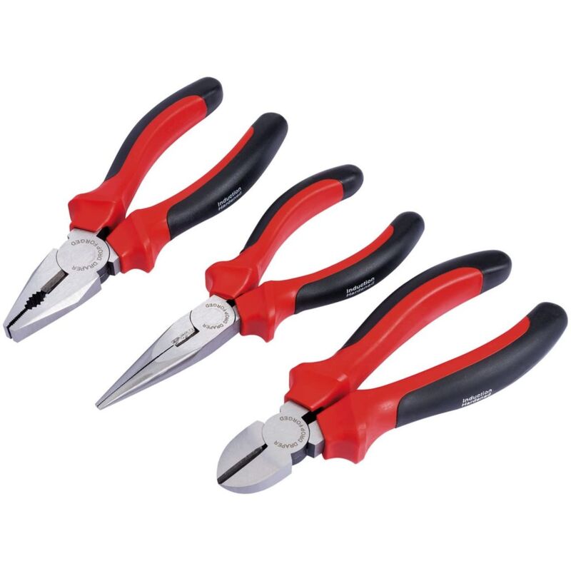 foto del prodotto draper redline 68001 set di pinze robuste da 160 mm con impugnature morbide, 3 pz