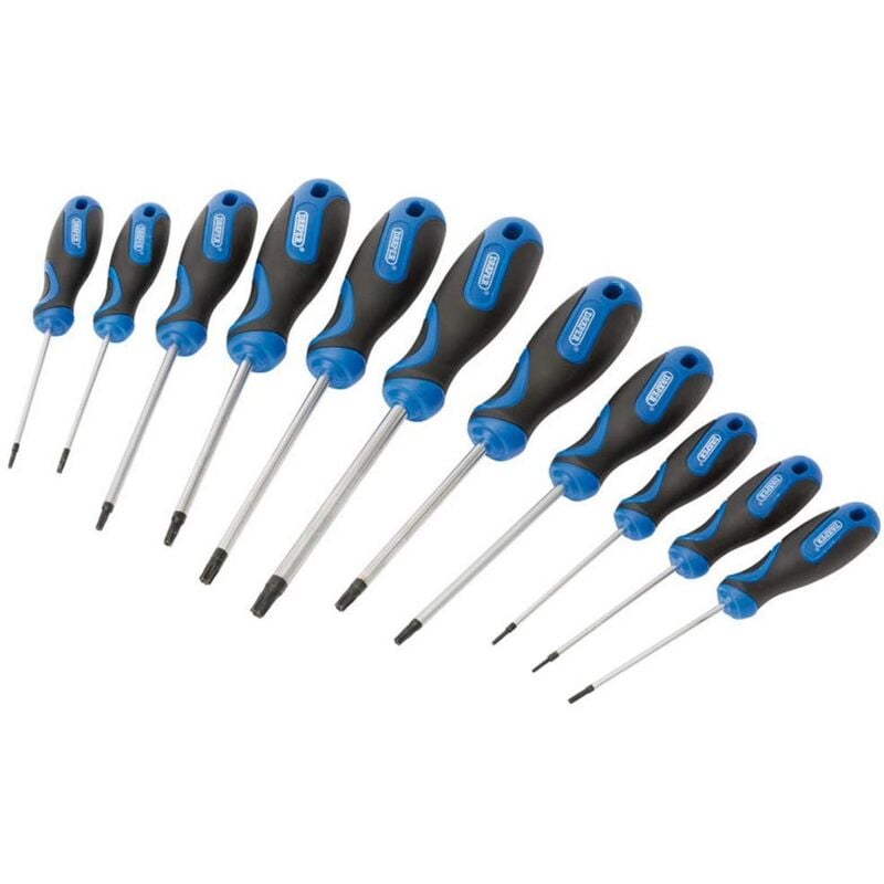 foto del prodotto draper set di 11 cacciaviti torx tx a stella antimanomissione t6 t40t 34253 t6, t7, t8, t9, t10t, t15t, t20t, t25t, t27t, t30t e t40t