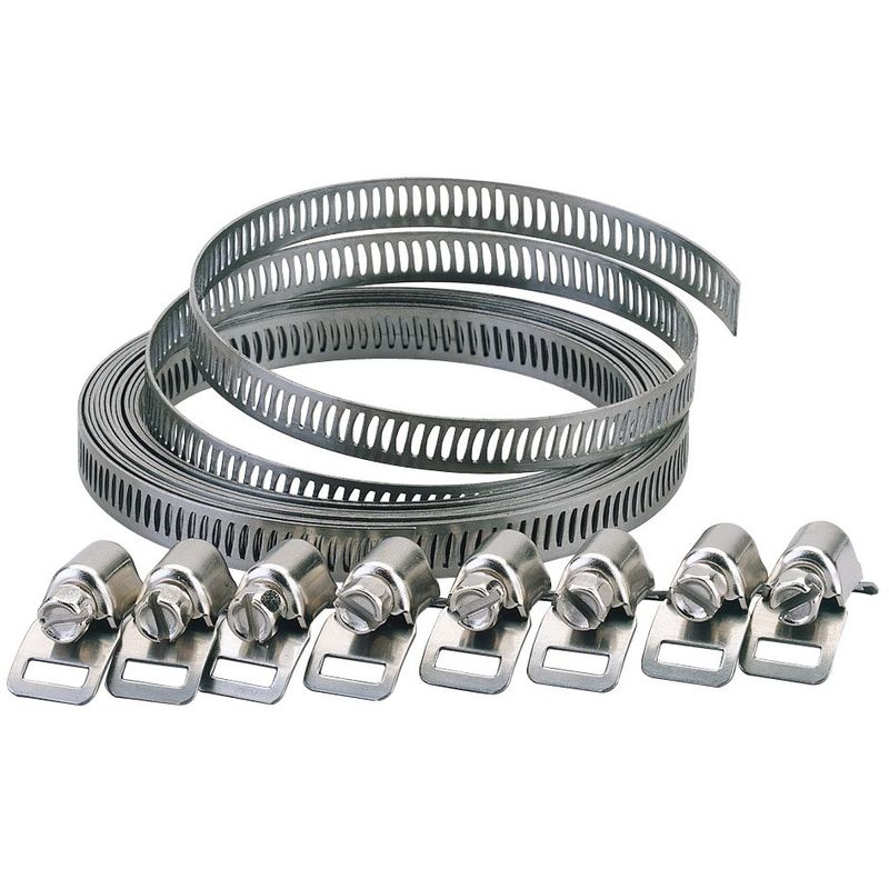 foto del prodotto draper set di fascette stringitubo larghe, fascette stringitubo da 8 a 12 mm di larghezza, 3 m, presa rapida, 8 morsetti di tensionamento, 55591