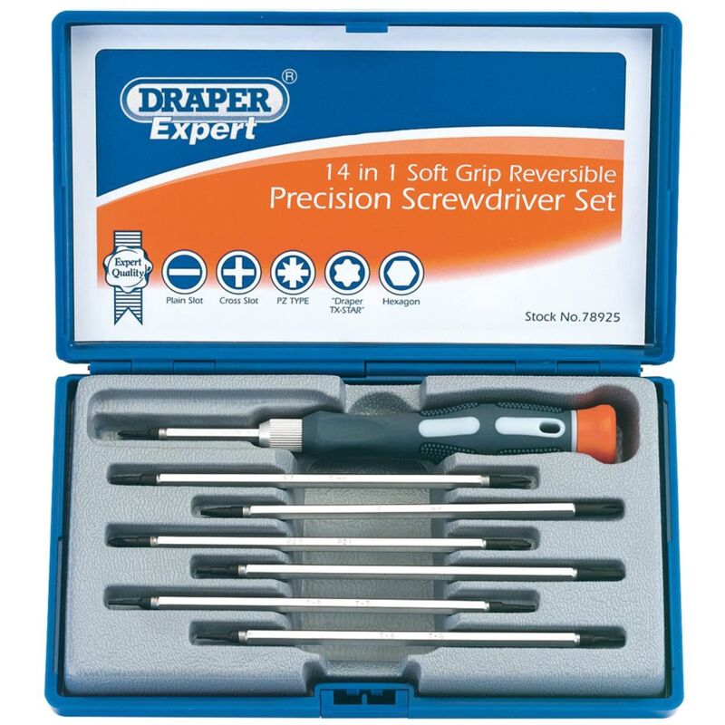 foto del prodotto draper tools draper expert 78925 set di cacciaviti di precisione reversibili 14 in 1