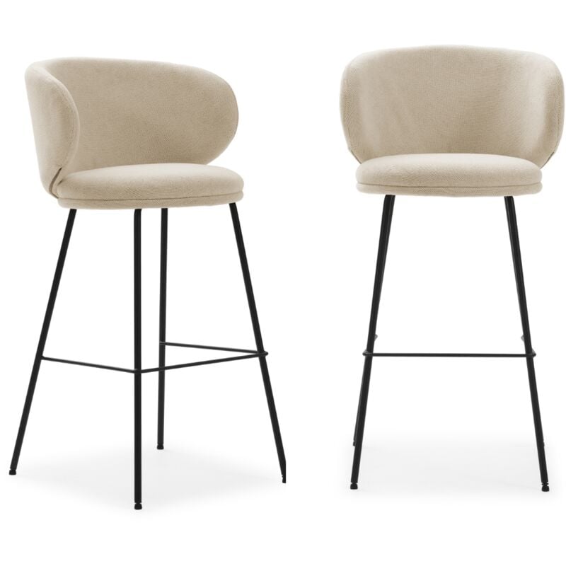 foto del prodotto drawer - set di 2 sgabelli in tessuto con gambe in metallo nero h65 cm - rush