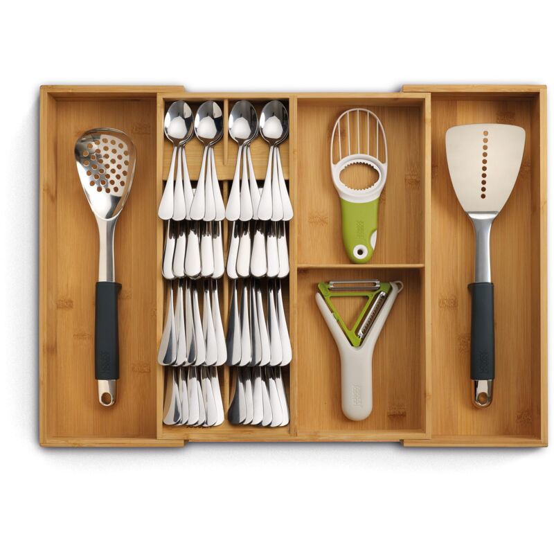 foto del prodotto drawerstore organizzatore di cassetti espandibile porta posate, utensili e accessori cucina, vassoio salvaspazio, bamb joseph joseph