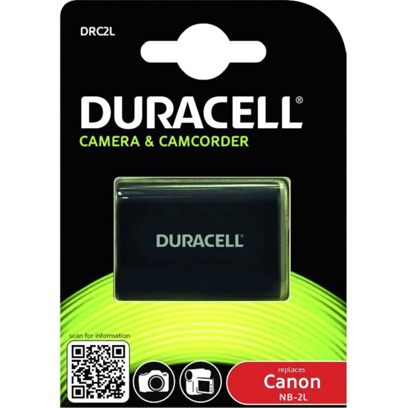 foto del prodotto drc2l batteria li ion 650 mah per canon mvx300, mvx330, mvx350, mvx40, mvx45, zr100, zr400, zr500, zr800, zr830, zr850 duracell