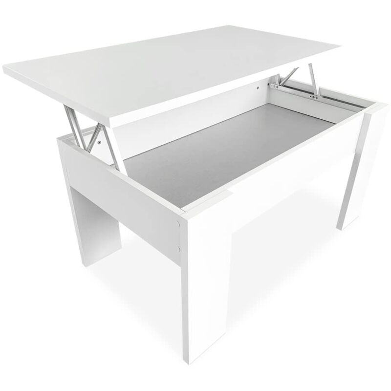 foto del prodotto dreaming online sollevabile tavolino da salotto o sala da pranzo, finitura in colore bianco, misure 90 cm larghezza x 50 cm profondit x 46 57