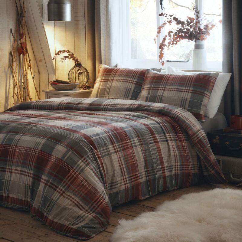 foto del prodotto dreams drapes connolly set copripiumino in 100 cotone spazzolato, colore rosso, misura super king size