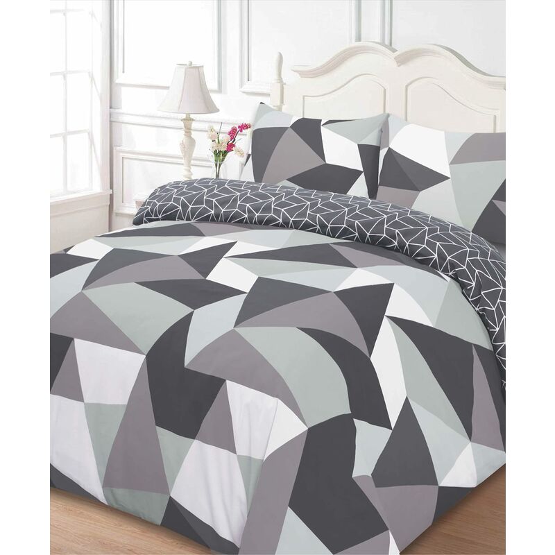 foto del prodotto dreamscene forme set copripiumino una piazza e mezza, 3 pezzi, 200 x 200 cm, 50 cotone 50 polietere, reversibile
