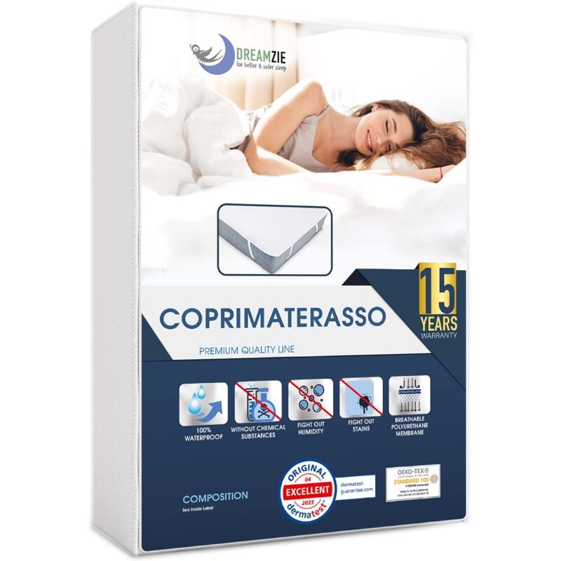 foto del prodotto dreamzie coprimaterasso matrimoniale impermeabile 160x200 cm oeko tex coprirete matrimoniale adattato anche per 160x190