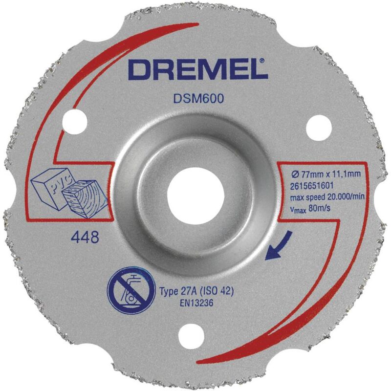 foto del prodotto dremel 2615s600jb disco da taglio con centro depresso 77 mm 1 pz. legno duro, legno tenero, compensato, laminato, fibre