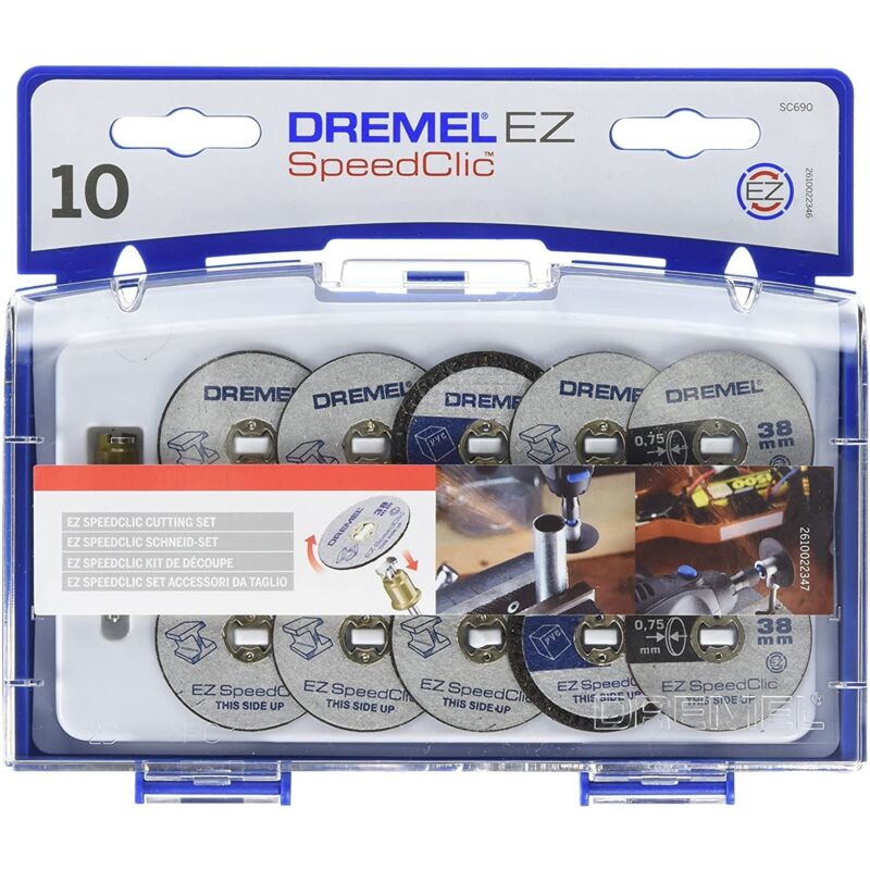 foto del prodotto dremel 2615s690ja ez speedclic set di accessori, 10 dischi da taglio e 1 perno ez speedclic