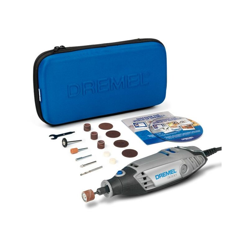 foto del prodotto dremel 3000 130w con 15 accessori custodia con cerniera f013 3000 ja