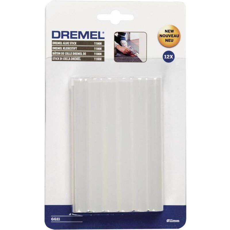 foto del prodotto dremel gg11 stick colla a caldo 11 mm 100 mm trasparente 125 g 12 pz.
