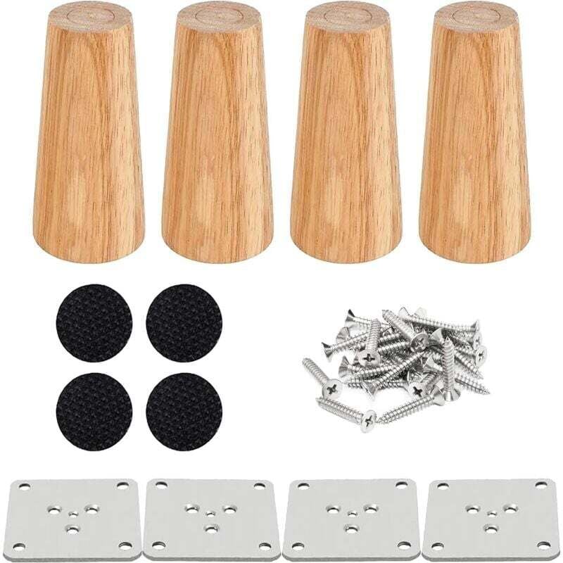 foto del prodotto drenky set di 4 gambe per mobili in legno, gambe per letto da 12 cm, gambe dritte per tavolini da caff , gambe per mobili da cucina, finitura noce,