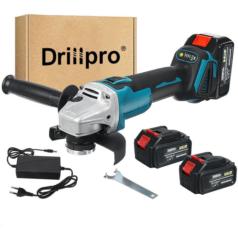 foto del prodotto drillpro smerigliatrice angolare elettrica a batteria 18v 20000rpm 125mm con 2 batterie zebraa