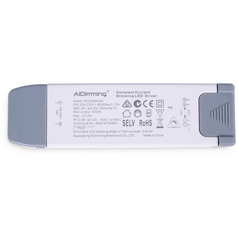 foto del prodotto driver dimmerabile triac 25 42v dc 600ma 25,2w