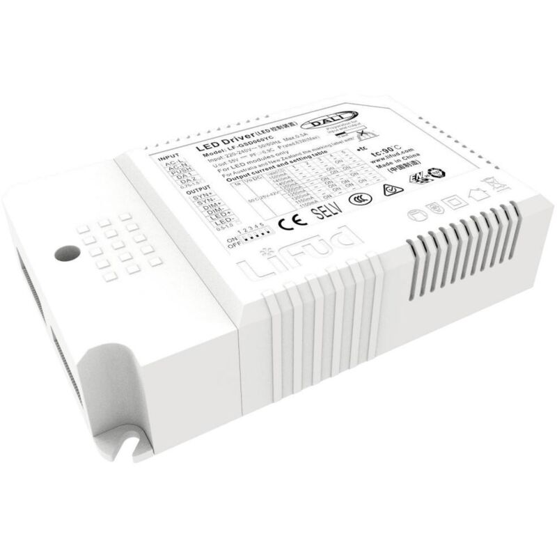 foto del prodotto driver no flicker regolabile dali 220 240v output 25 42v 1100 1500ma 63w lf gsd060yc lifud 63 w