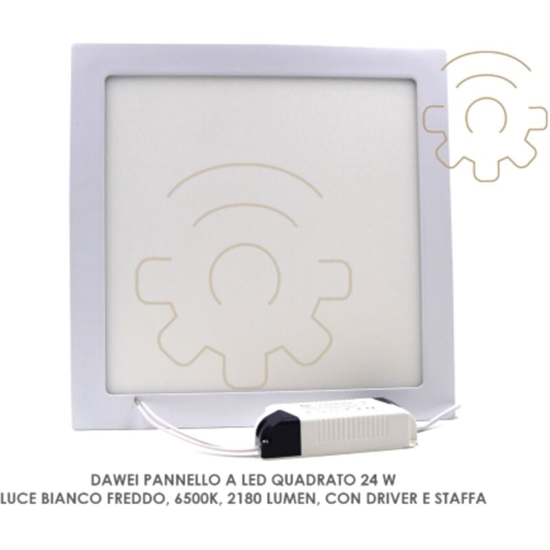 foto del prodotto driwei faro faretto da incasso a led bianco freddo quadrato 24w 6500k con driver per cartongesso garanzia 2 anni