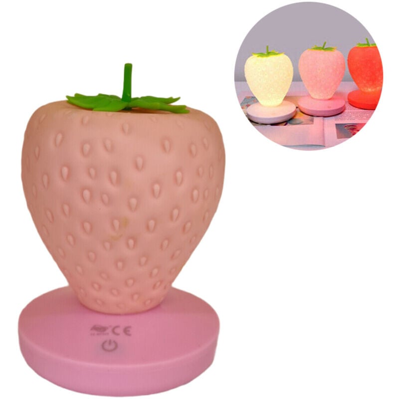 foto del prodotto driwei - luce notturna bambini fragola colorata touch 3 intesita 8 led smd cavo usb