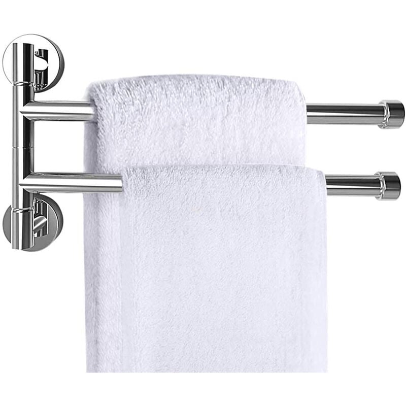 foto del prodotto driwei portasciugamani bagno da parete silver doppia asta girevole 180 35cm 01921
