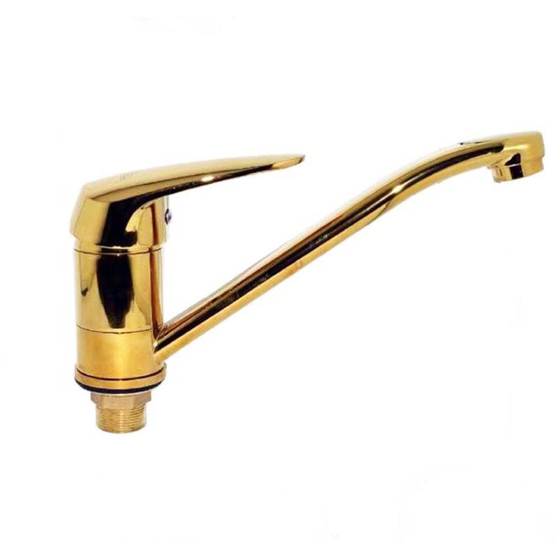 foto del prodotto driwei - rubinetto miscelatore monocomando lavello cucina canna bassa oro lucido 7184g
