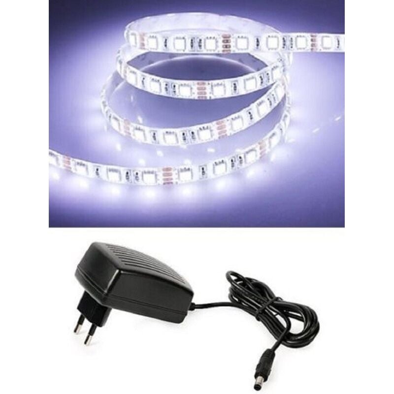 foto del prodotto driwei striscia led 5050 flessibile 5m adesiva e alimentatore luce bianco freddo ip65