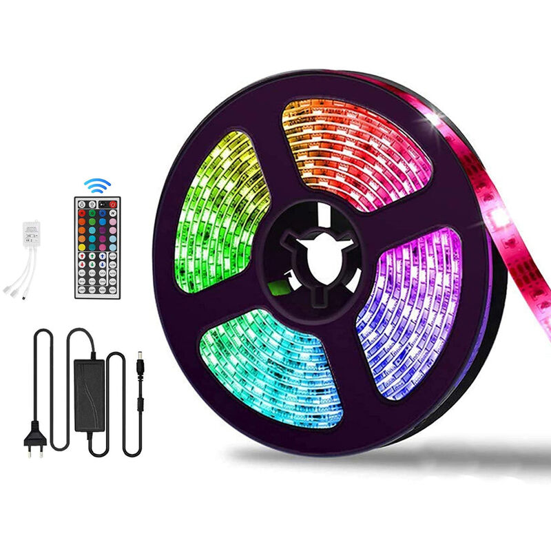 foto del prodotto driwei striscia led rgb 5050 5m adesiva 65w controllo remoto alimentatore 12v t b0245