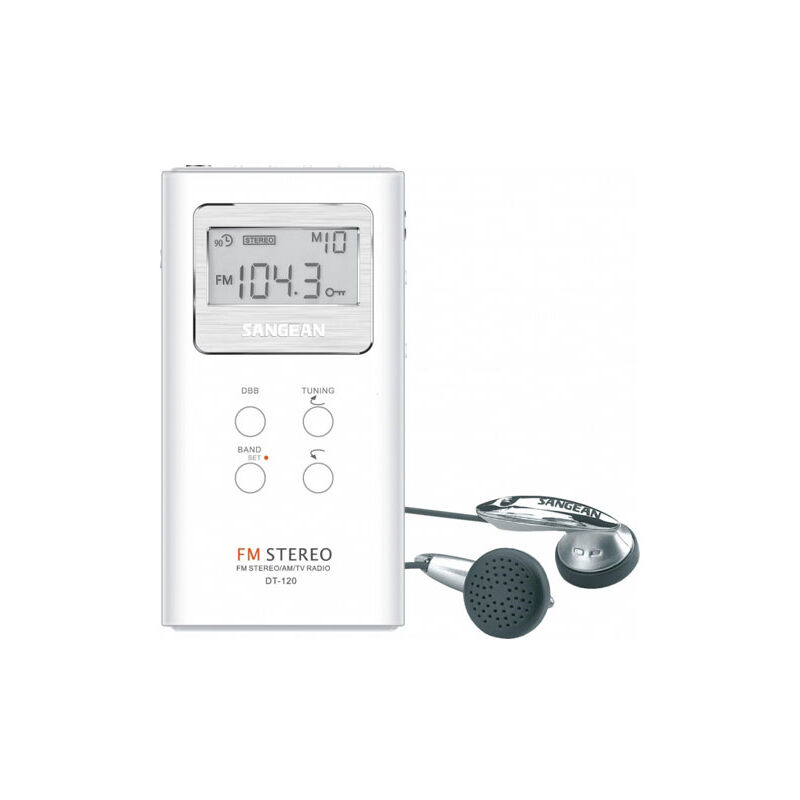 foto del prodotto dt 120, radio display lcd, 120 w, 1,5 v , white sangean
