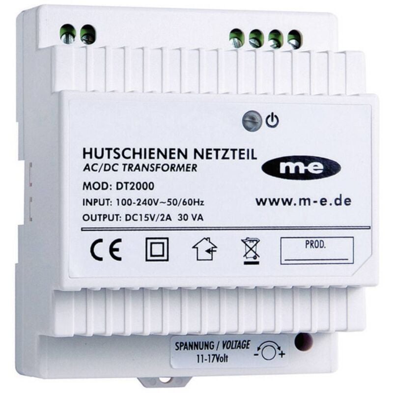 foto del prodotto dt 2000 citofono alimentatore da guida din bianco m e modern electronics