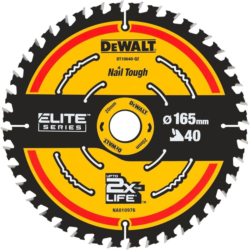 foto del prodotto dt10640 qz lama sega troncatrice 165x20 mm 40t dcs365 legno dewalt