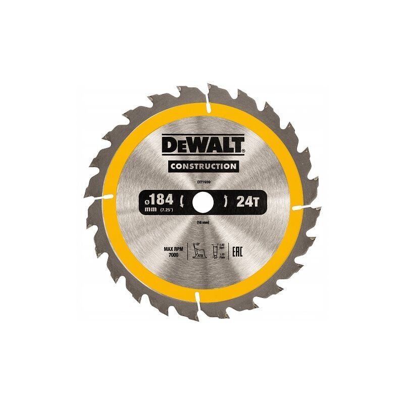 foto del prodotto dt1939 qz lama sega circolare 184x16mm 24t legno chiodato dewalt