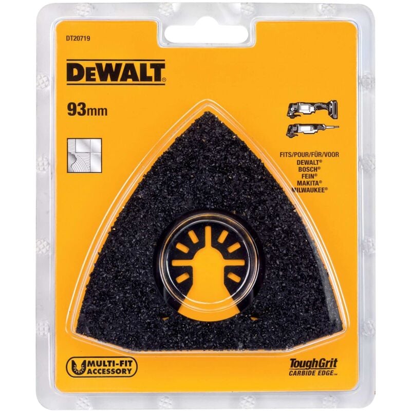 foto del prodotto dt20719 qz accessori per utensile multifuzione raspa triangolare in metallo duro per rimuovere malta o colla da piastrelle, sgrossatura di