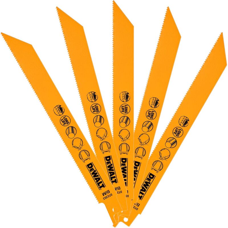 foto del prodotto dt2353 qz lame sega diritta gattuccio bim 203mm 5 pezzi metalli dewalt