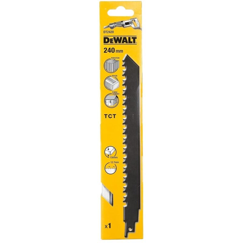 foto del prodotto dt2420 qz lama seghetto alternativo tct 240mm 2tpi cemento e mattone dewalt