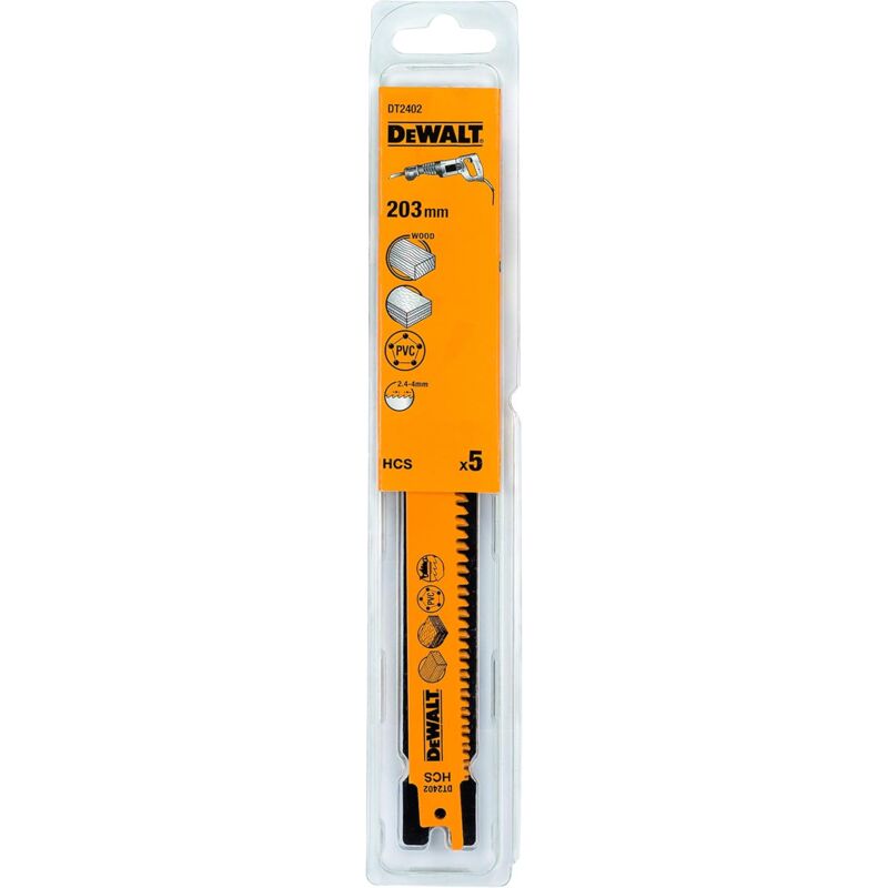 foto del prodotto dt4202 qz lama hcs sega dritta con denti progressivi per legno 203mm 5 pezzi dewalt