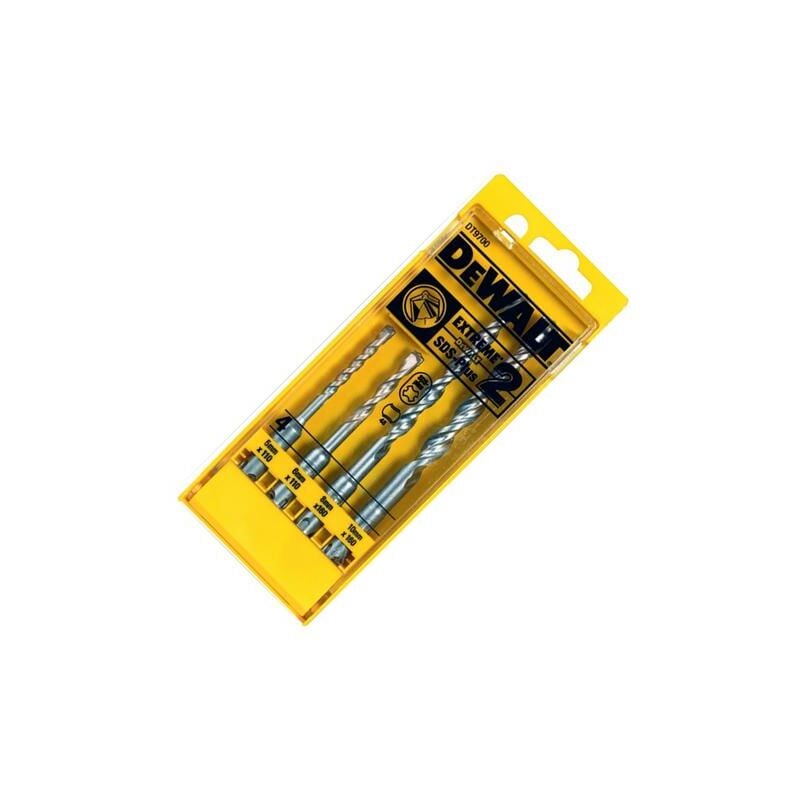 foto del prodotto dt9700 qz confezione de 4 punte de percussione sds plus extreme 2, in scatola di plastica de dewalt