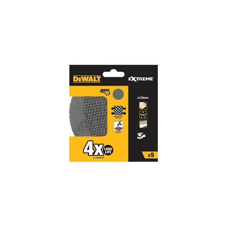 foto del prodotto dtm8560 qz disco de carta vetrata de 125mm mesh, grana 60, per l uso contutti i tipi de levigatrice rotorbitale, cranberry dewalt