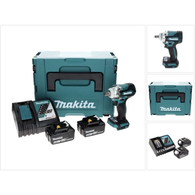 foto del prodotto dtw 300 rgj avvitatore ad impulsi a batteria 18v 330nm 1 2 brushless 2x batterie 6,0 ah caricabatterie valigetta makpac makita