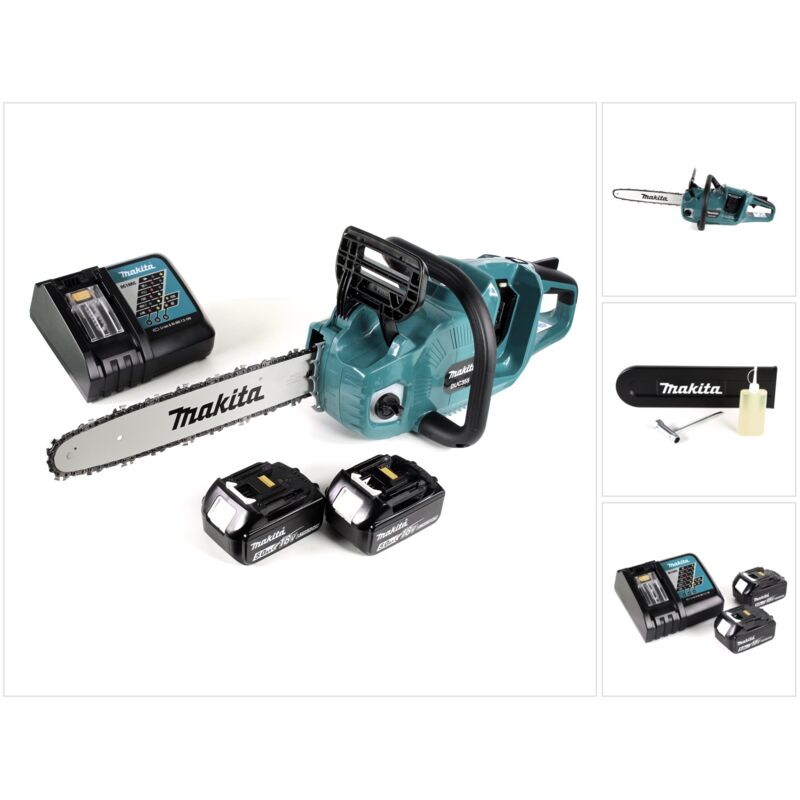 foto del prodotto duc 355 rt2 motosega a batteria 36v 2x18v brushless 35 cm 2x batteria 5.0 ah caricabatteria makita