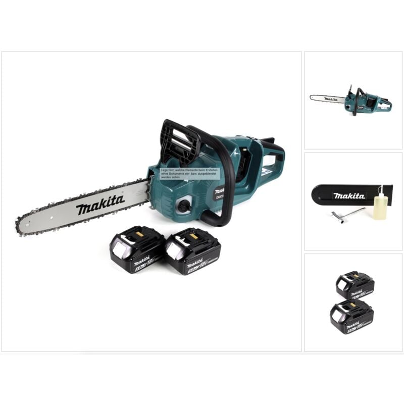 foto del prodotto duc 355 t2 motosega a batteria 36v 2x18v brushless 35 cm 2x batteria 5.0 ah senza caricabatterie makita