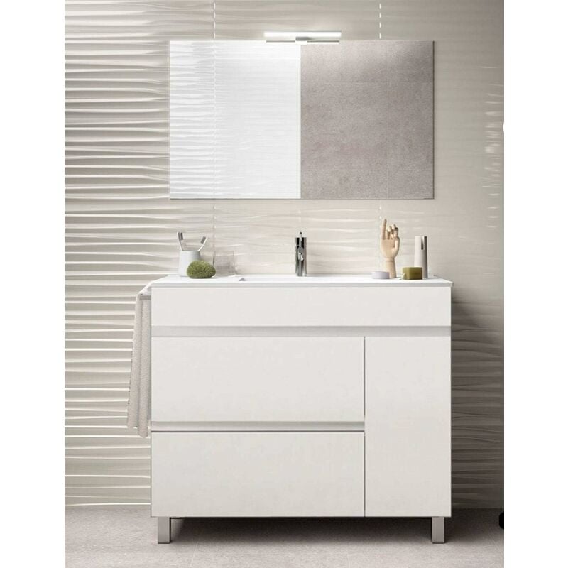 foto del prodotto ducha mobile bagno hemera con lavabo, specchio e portasciugamani 80cm bianco