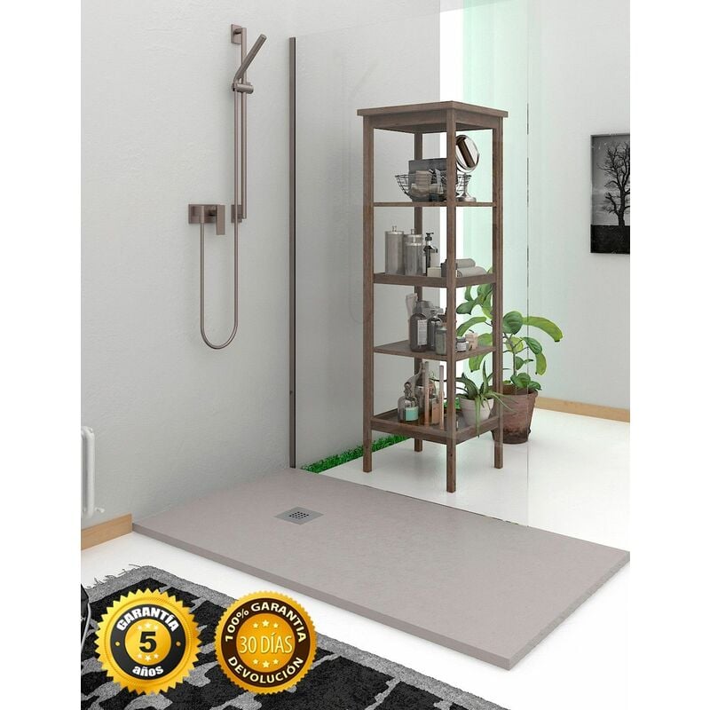 foto del prodotto ducha - piatto doccia in marmoresina ardesia. tutto in un unico solido pezzo. effetto pietra grigio chiaro 100x110 grigio ral 7037