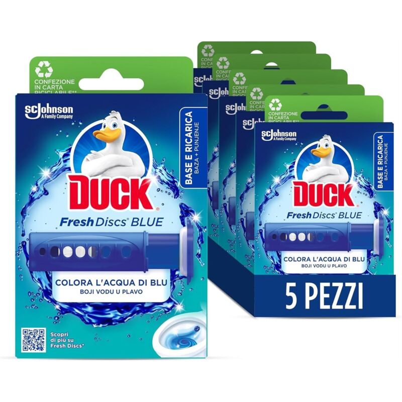 foto del prodotto duck set 5 fresh discs blue base per dischi gel igienizzanti wc 1 applicatore e 6 dischetti