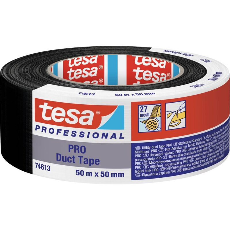 foto del prodotto duct tape pro 74613 00002 00 nastro per riparazioni nero l x l 50 m x 50 mm 1 pz. tesa
