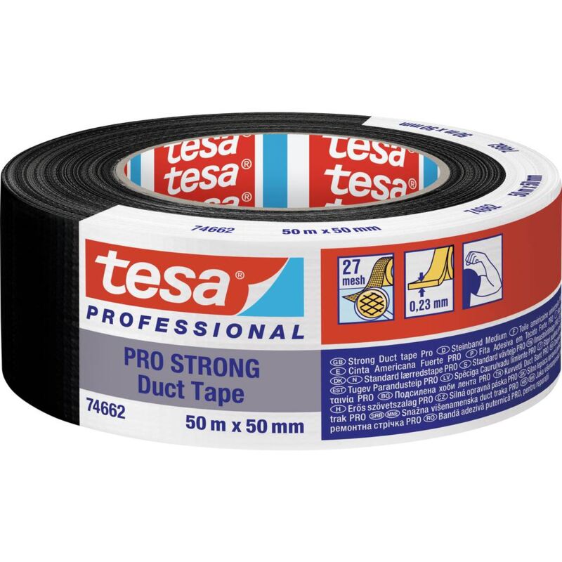 foto del prodotto duct tape pro strong 66462 00002 00 nastro per riparazioni nero l x l 50 m x 50 mm 1 pz. tesa
