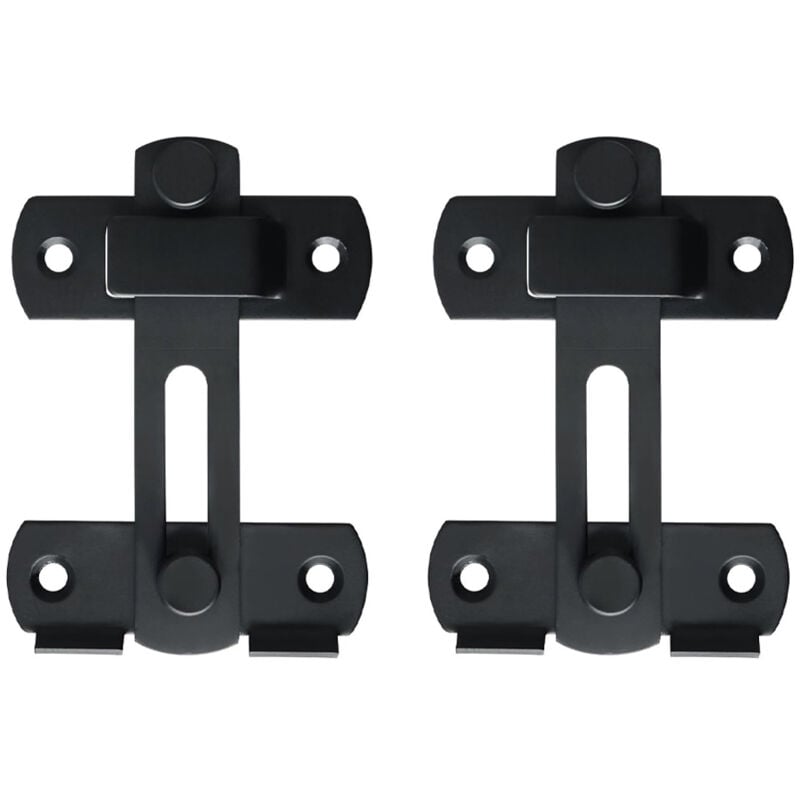 foto del prodotto due serrature per porte scorrevoli in acciaio inox nero e chiavistelli per porte a battente con viti per porte, finestre, armadi e giardini.
