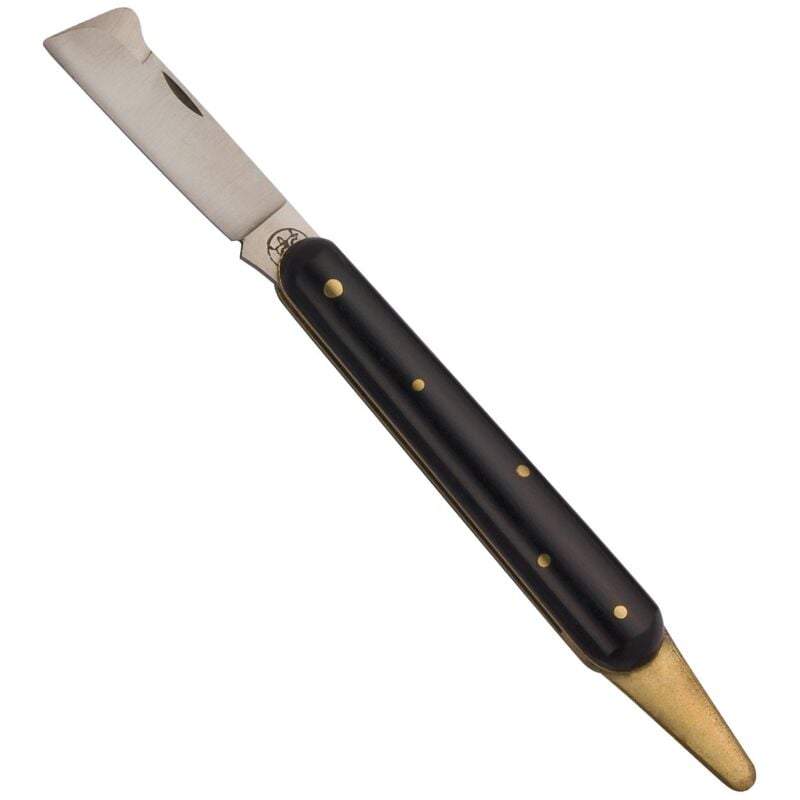 foto del prodotto duebuoi coltello da innesto 202p con salvagemma in ottone e lama da 19 cm in acciaio inox made in italy stecca chiudibile