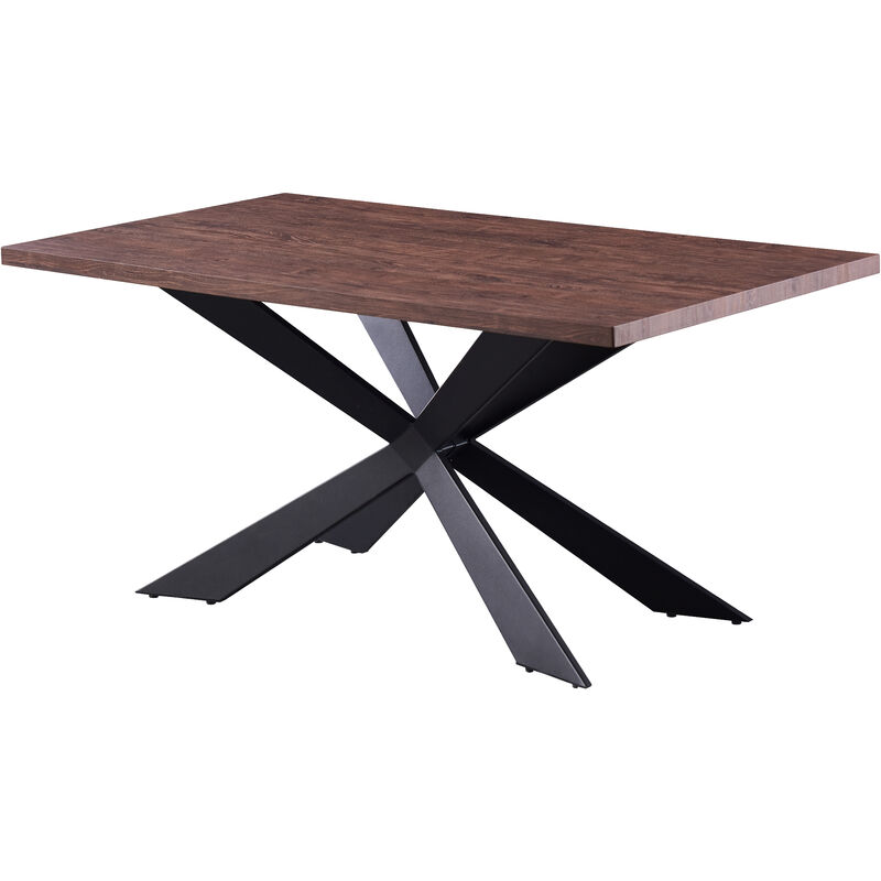 foto del prodotto duke lux single dining table, solid metal legs and wooden top, noce walnut
