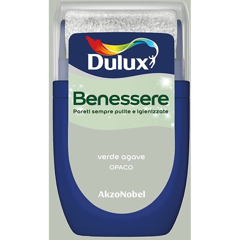 foto del prodotto dulux benessere pittura colorata all acqua per interni superlavabile anti muffa anti batteri con ioni d argento, 30 millilitri, verde agave, 30 ml