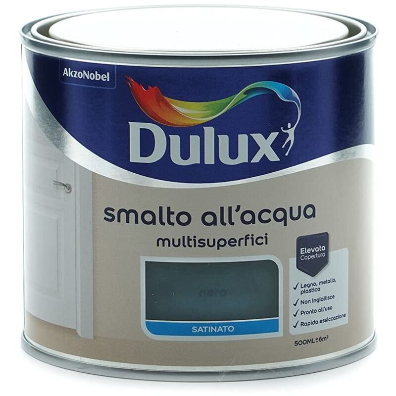 foto del prodotto dulux smalto multisuperfici per interno e esterno 500ml nero legno metallo plastica