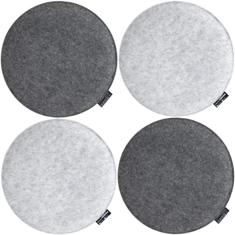 foto del prodotto dunedesign 4 cuscino da seduta feltro rotondi 35x2,5 cm set cuscinetto sedia grigio